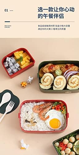נה ארנב חמוד קופסא ארוחת הצהריים לילדים רשת שכבות כפולה קופסא ארוחת צהריים לסטודנטים בנטו ירוק [גדול 1.5 ליטר]